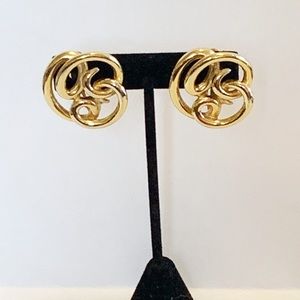 Vintage Givenchy Paris Clip On Gold Tone Earrings